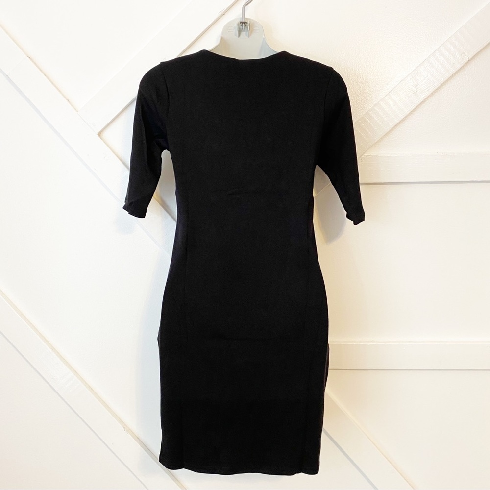 NWT Michelle by Comune Callaway Lace Up Half Sleeve Mini Dress Black Sz S/M - Picture 3 of 4